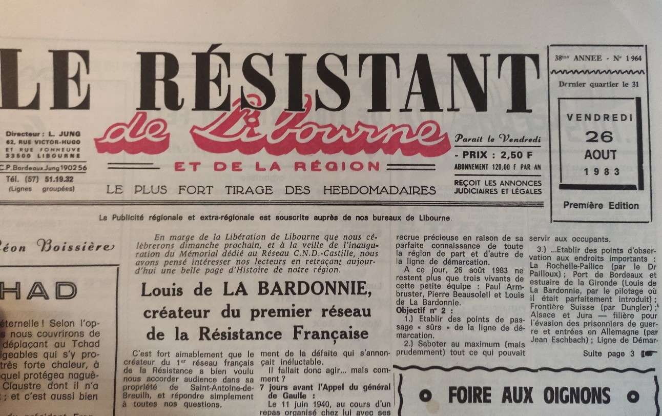 Article Le Résistant de Libourne